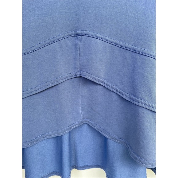 Green Tea Asymmetrical Blue Top Ruffle Tiered Small Oversized Stretch - Picture 7 of 10